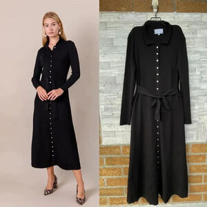 APPARALEL KNIT BUTTON DOWN MAXI DRESS IN BLACK XXL